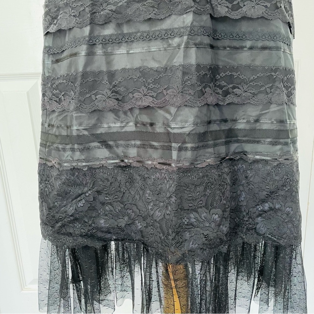 Vintage Express 100% Silk, Lace and tulle Midi Black Skirt - Picture 9 of 13